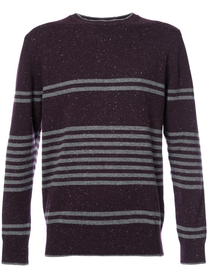 Eleventy Horizontal Stripe Sweater - Pink & Purple