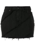 T By Alexander Wang Frayed Denim Skirt - Black