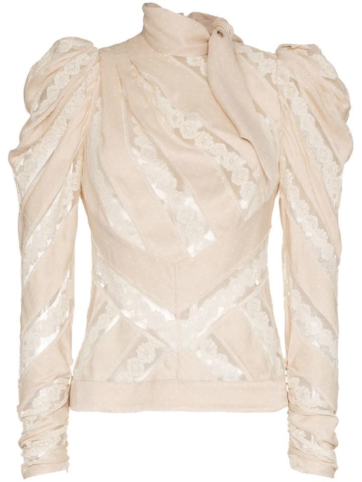 Zimmermann Unbridled Chevron Panel Cotton Top - Nude & Neutrals