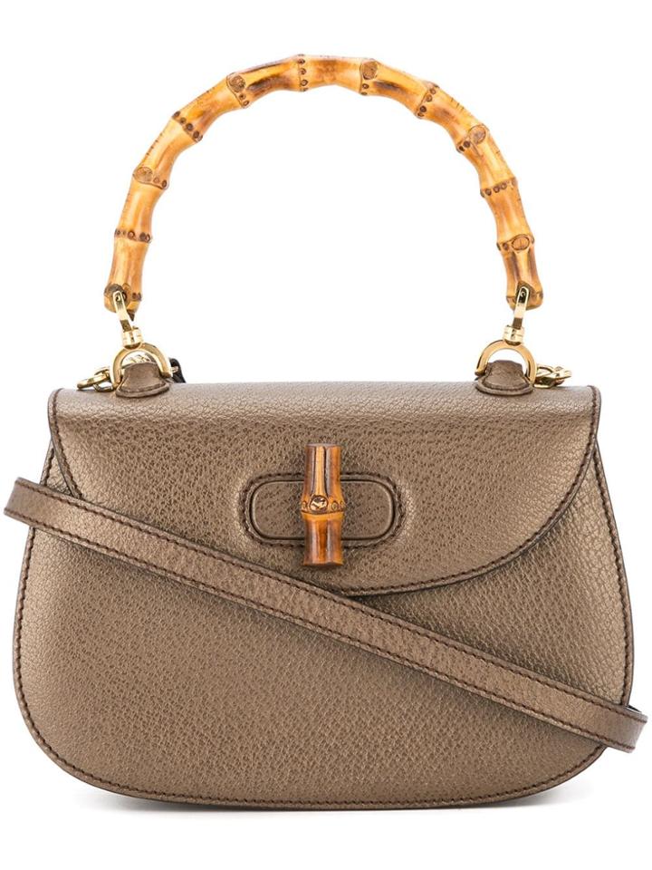 Gucci Vintage Bamboo Line 2way Hand Bag - Brown