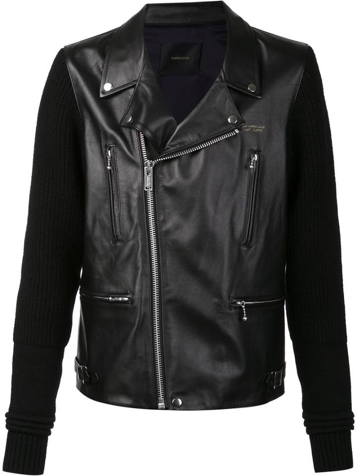 Undercover Zipped Jacket, Men's, Size: 4, Black, Wool/leather