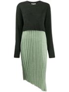 Jw Anderson Layered Pleated Dress - Green