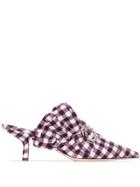 Midnight 00 Checked 55mm Crystal Embellished Mules - White