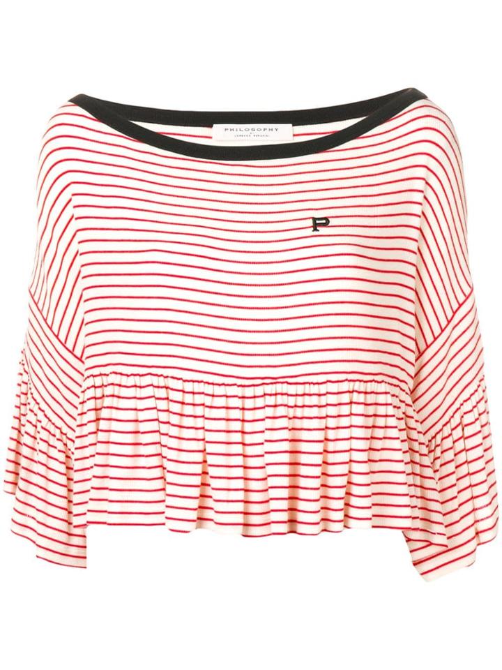 Philosophy Di Lorenzo Serafini Striped Ruffle Top - Neutrals