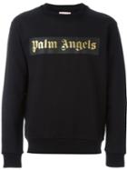 Palm Angels Logo Sweatshirt, Men's, Size: M, Black, Cotton