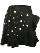 Embellished Ruffle Skirt - Women - Leather/polyester - 42, Black, Leather/polyester, Dodo Bar Or