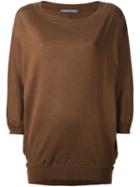 Alberta Ferretti Loose Fit Knit Jumper, Women's, Size: 44, Brown, Virgin Wool