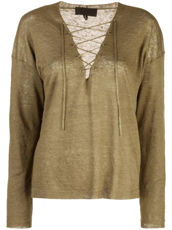 Nili Lotan Front Straps Knit Top - Green