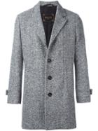 Paltò Herringbone Pattern Coat, Men's, Size: Large, Grey, Silk/cotton/virgin Wool