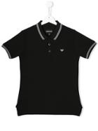 Emporio Armani Kids Logo Embroidered Polo Shirt - Black