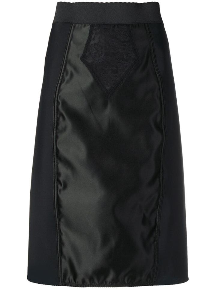 Dolce & Gabbana Satin-panelled Skirt - Black