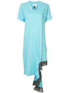 Facetasm Fringe Detail Asymmetric T-shirt Dress - Blue