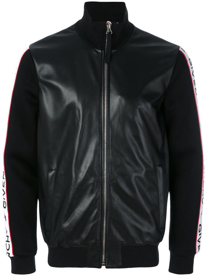 Givenchy - Logo Stripe Bomber Jacket - Men - Lamb Skin/polyester/spandex/elastane/viscose - 50, Black, Lamb Skin/polyester/spandex/elastane/viscose