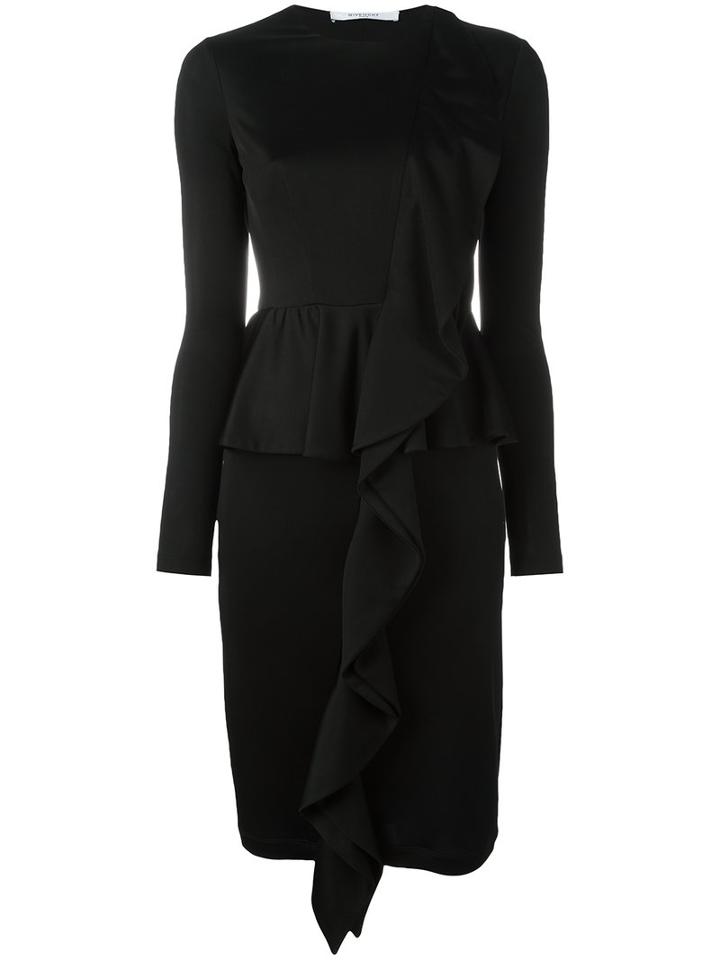 Givenchy Ruffle Trim And Flounce Waist Dress, Women's, Size: 36, Black, Viscose/polyamide