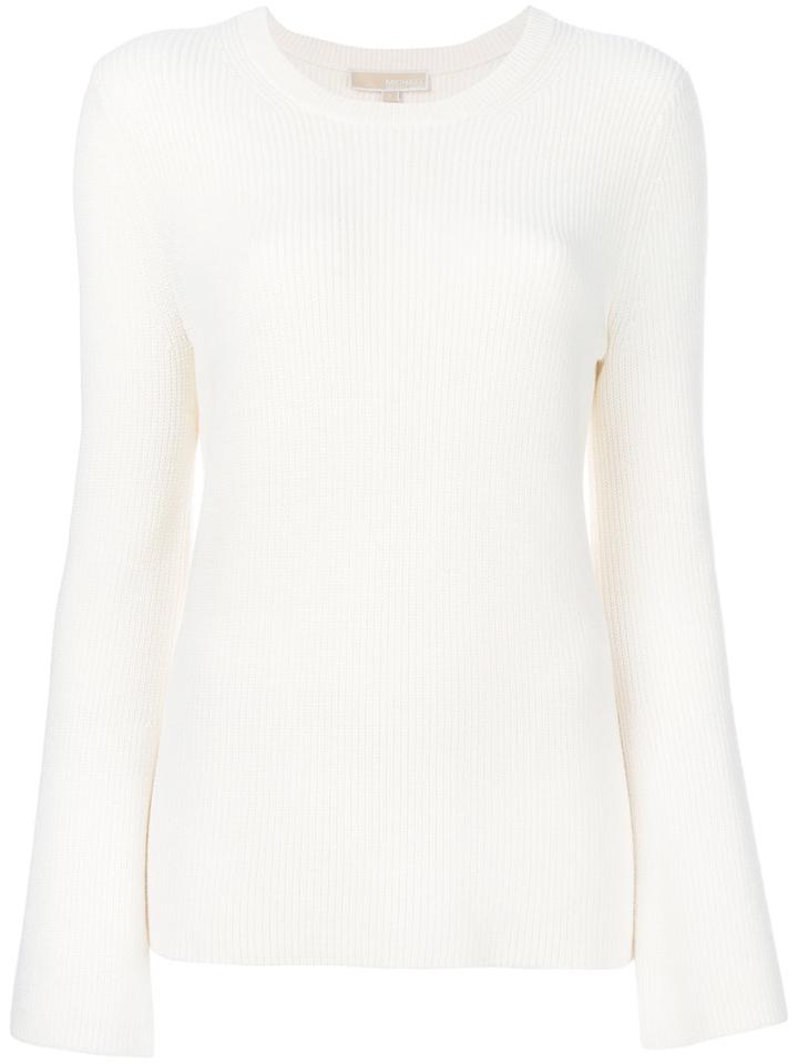 Michael Michael Kors - Ribbed Top - Women - Nylon/polyester/spandex/elastane/cashmere - S, White, Nylon/polyester/spandex/elastane/cashmere