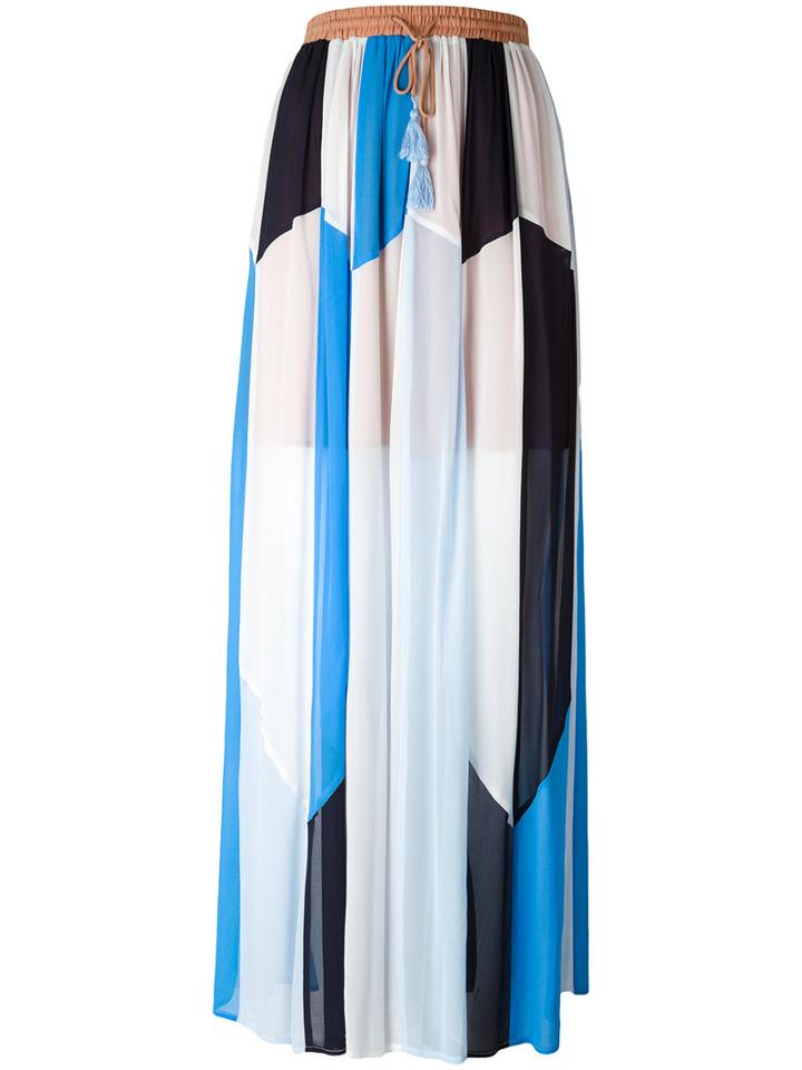 Twin-set Patchwork Maxi Skirt, Women's, Size: 38, Blue, Polyester/viscose