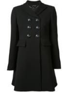 Alexander Mcqueen Double Breasted Peacoat, Women's, Size: 38, Black, Cupro/wool/silk