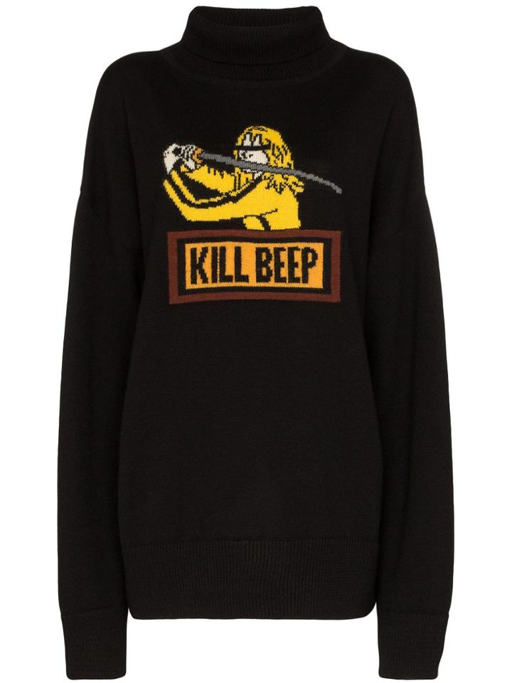 Ader Error Graphic Intarsia Knit Wool Jumper - Black