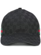 Gucci Original Gg Web Stripe Baseball Cap, Men's, Size: Xl, Black, Polyester/polyamide/cotton
