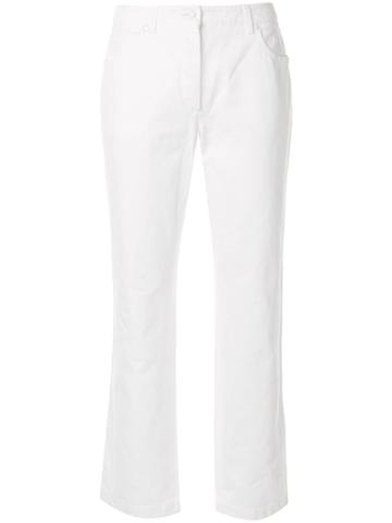 Chanel Pre-owned Diamond Quilted Slim-fit Trousers - White