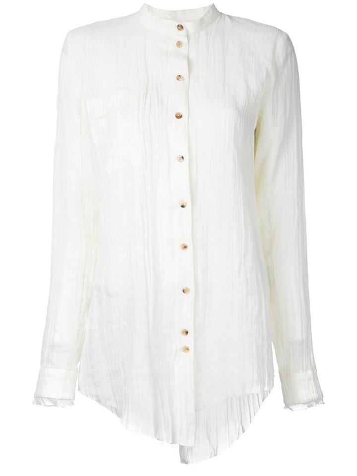 Aleksandr Manamïs - Band Collar Blouse - Women - Ramie - 2, White, Ramie