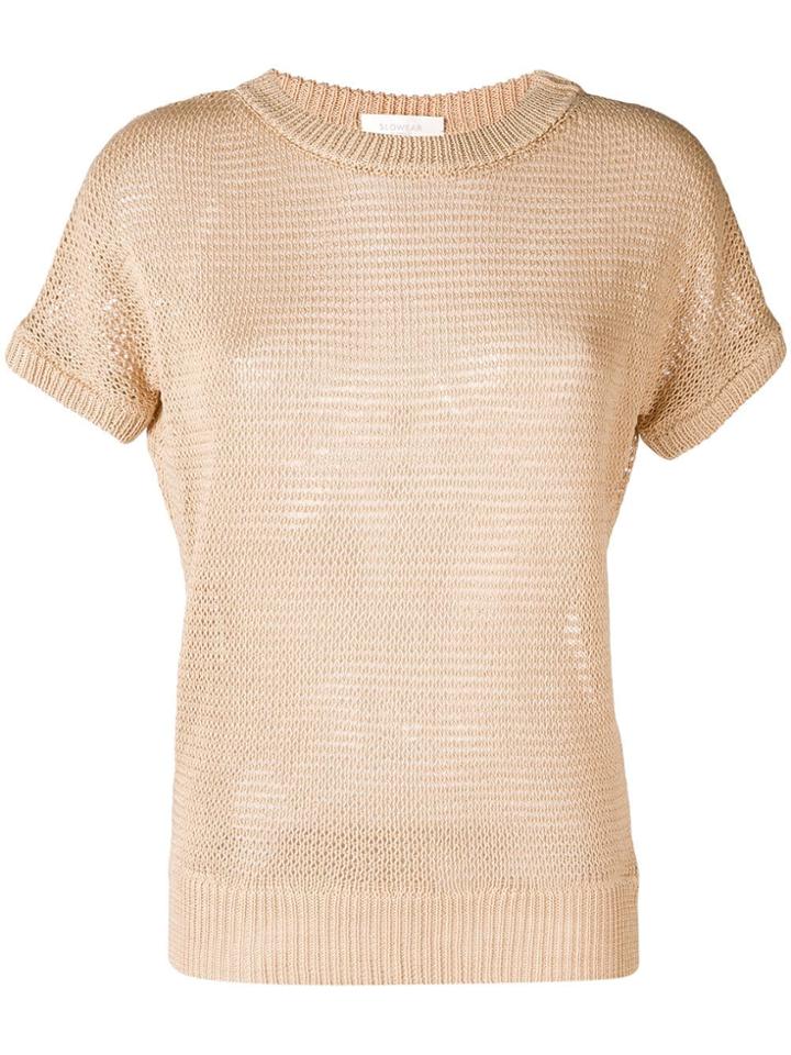 Zanone Knitted Short Sleeve Top - Neutrals