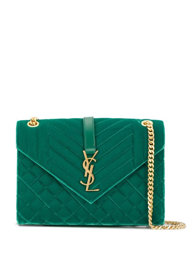 Saint Laurent Monogram Envelope Shoulder Bag - Green