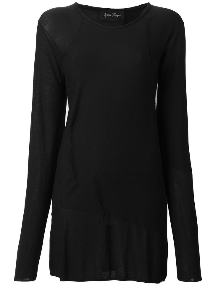 Andrea Ya'aqov Scoop Neck Top, Women's, Size: Small, Black, Viscose/merino/nylon