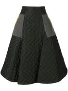 Enföld Quilted Flared Skirt - Green