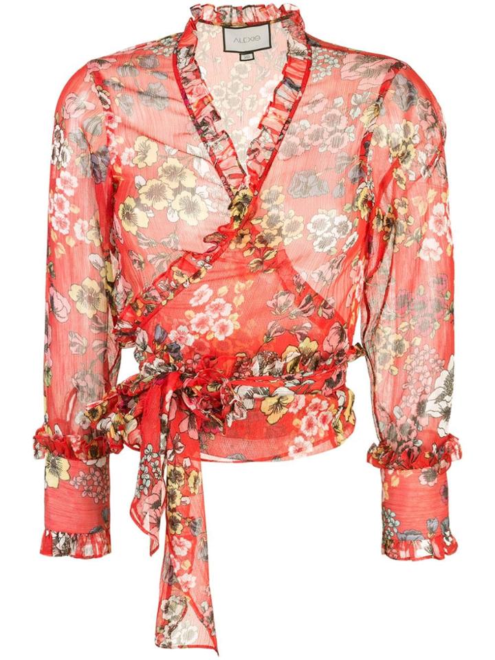 Alexis Floral Wrap Dress - Red