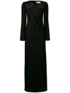 Saint Laurent Plunging Heart Neckline Dress - Black