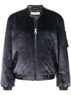 Almaz Zipped Velvet Bomber Jacket - Grey