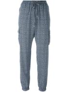 Michael Michael Kors Tile Print Tapered Trousers, Women's, Size: Small, Blue, Lyocell