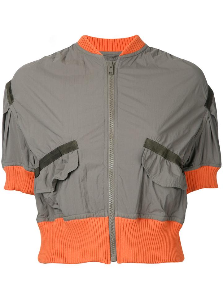 Kolor Cropped Bomber Jacket, Women's, Size: 2, Green, Nylon