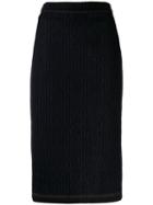 Fendi Stitched Pattern Denim Skirt - Blue