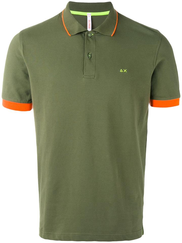Sun 68 Contrast Polo Shirt, Men's, Size: Large, Green, Cotton/spandex/elastane