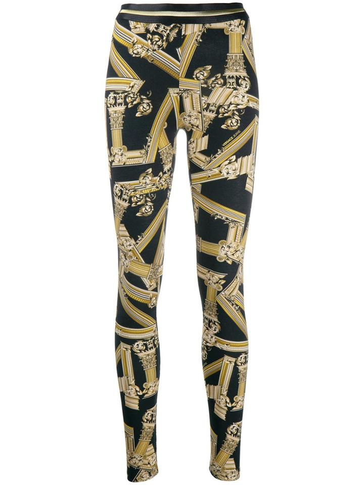 Versace Jeans Pillars Print Leggings - Black