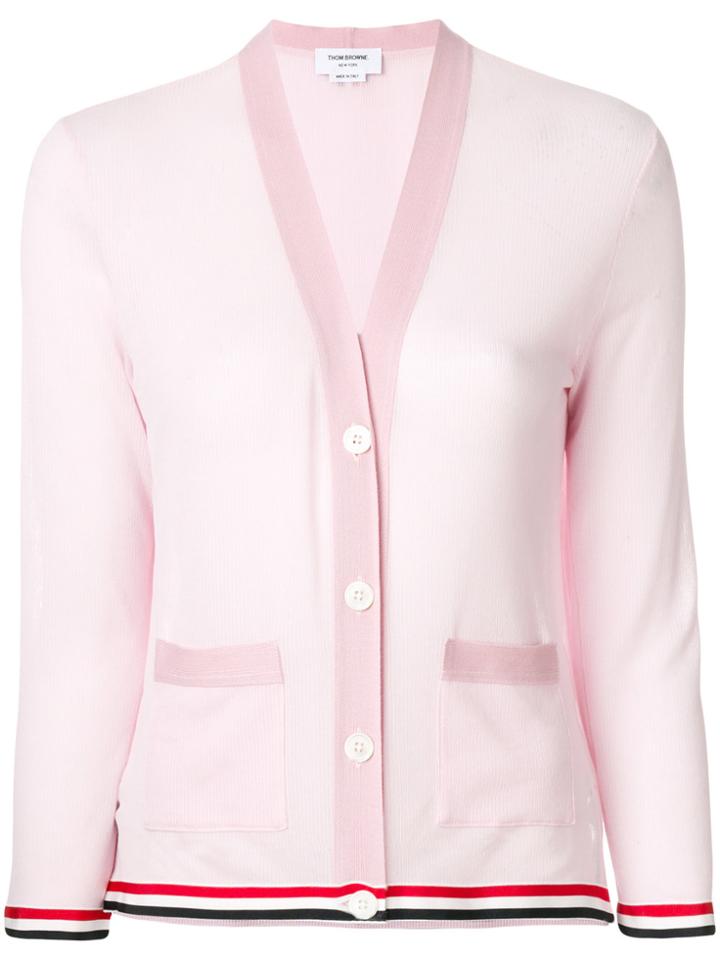 Thom Browne Relaxed Fit V-neck Cardigan - Pink & Purple