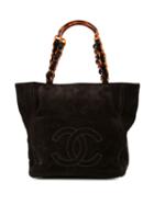 Chanel Pre-owned Tortoiseshell Top Handles Tote - Black