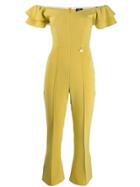Elisabetta Franchi Ruffle Sleeve Bardot Jumpsuit - Green
