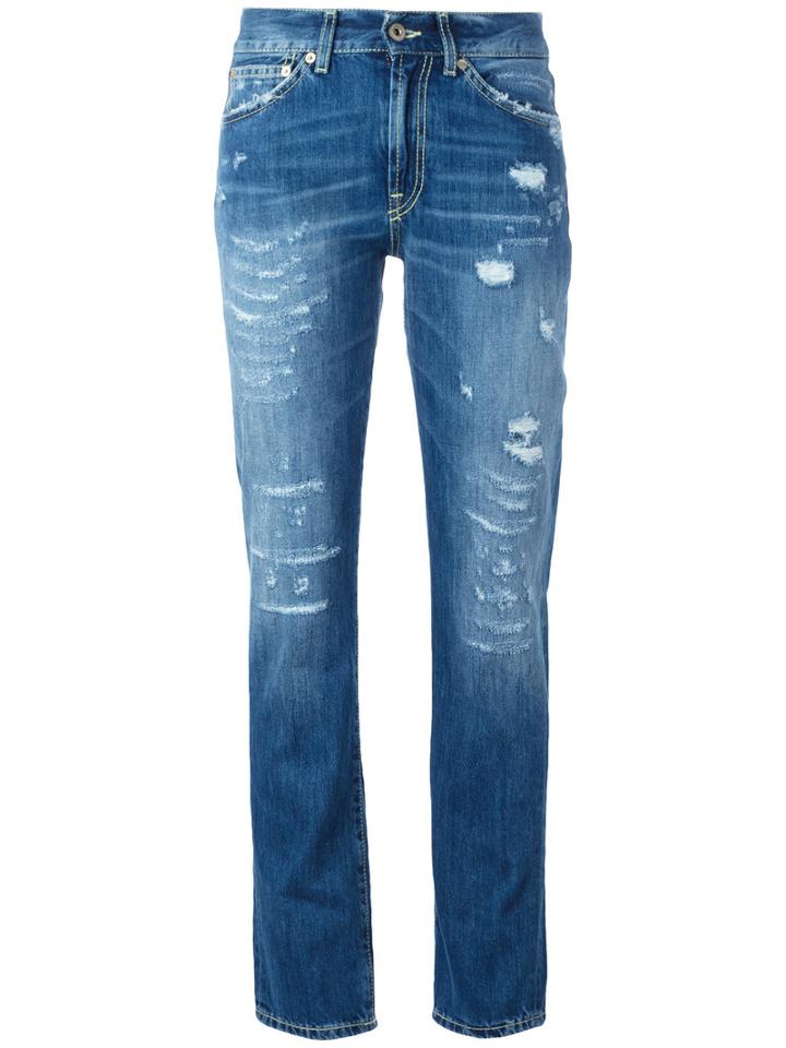 Dondup - Ripped Trim Jeans - Women - Cotton - 29, Blue, Cotton