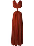 Jay Ahr Rope Detail Cut-out Evening Dress, Women's, Size: 38, Red, Rayon/nylon