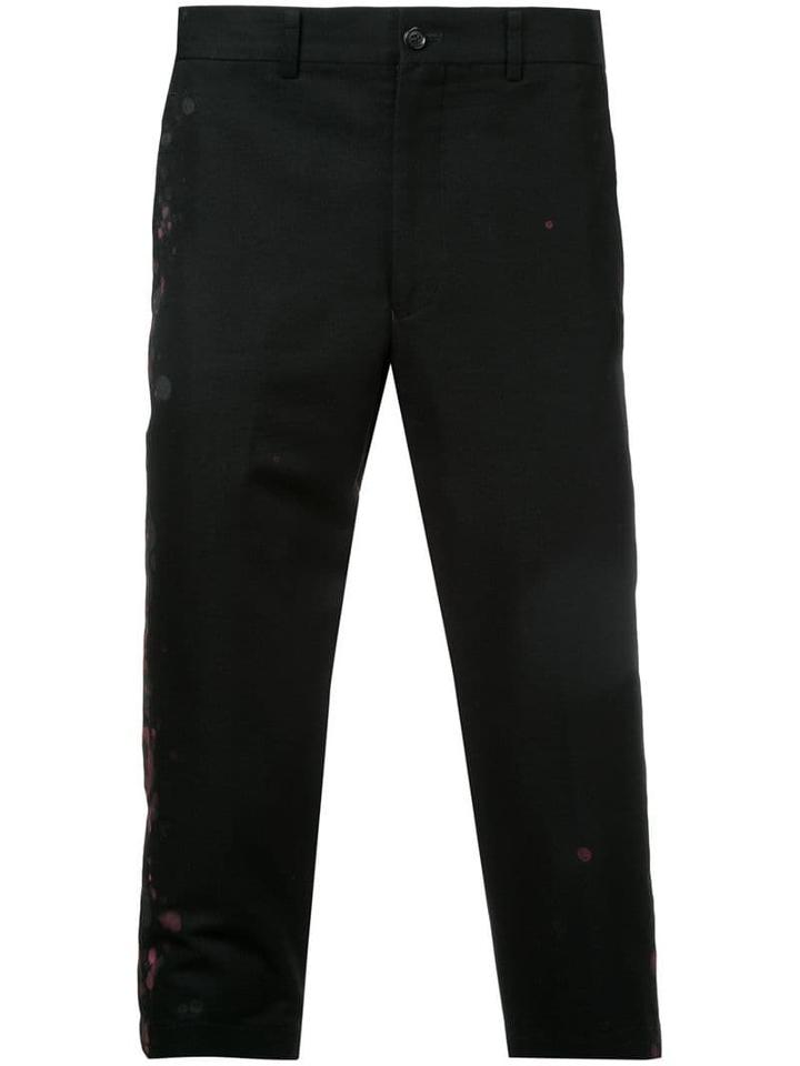 Comme Des Garçons Pre-owned Paint Splattered Cropped Trousers - Black