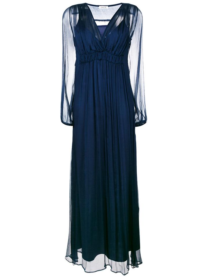 P.a.r.o.s.h. - Layered Maxi Dress - Women - Silk/polyester - L, Women's, Blue, Silk/polyester