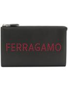 Salvatore Ferragamo Logo Studded Clutch Bag - Black