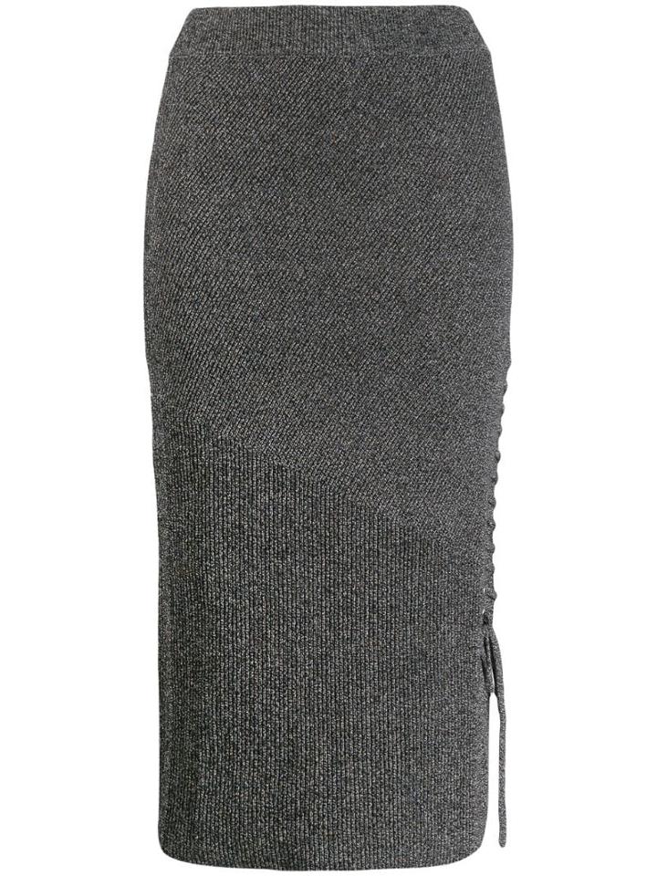 Mcq Alexander Mcqueen Lace-up Pencil Skirt - Grey
