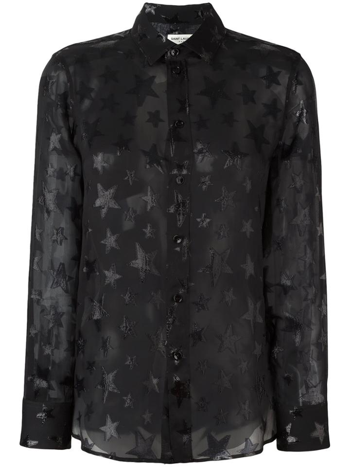 Saint Laurent Star Pattern Sheer Shirt - Black