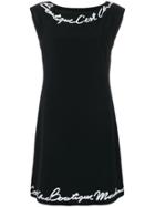 Boutique Moschino Logo Embellished Sleeveless Dress - Black