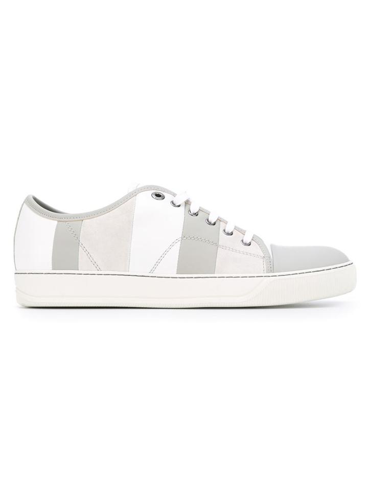 Lanvin Contrast Toe Cap Sneakers, Men's, Size: 6, Grey, Calf Leather/leather/rubber