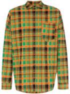 Palm Angels Check Print Logo Print Shirt - Multicoloured